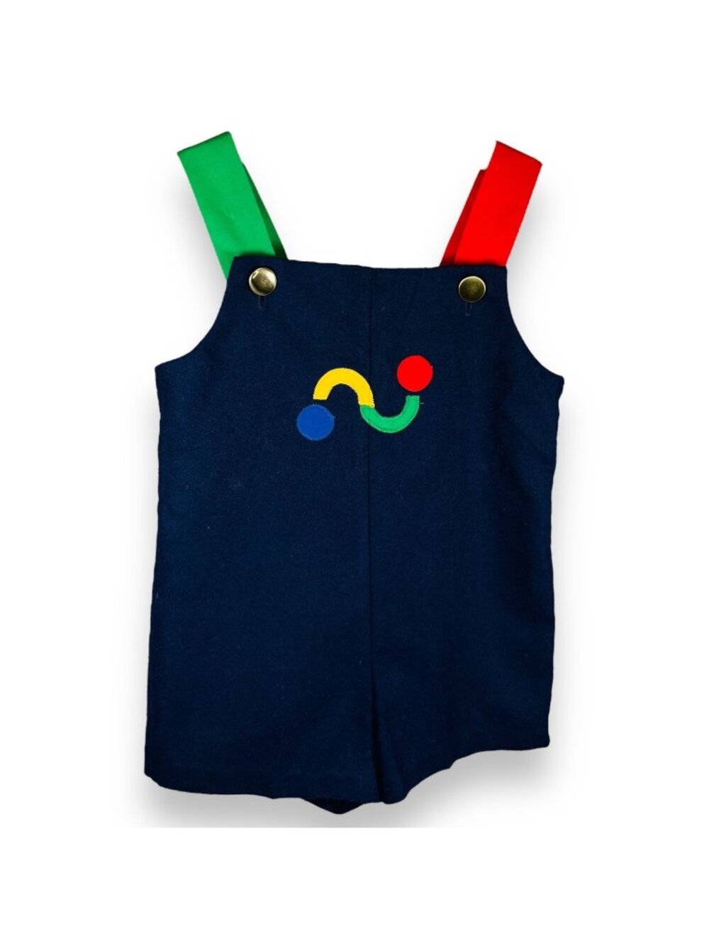 Vintage Florence Eiseman Toddler Boys Appliqué Shortalls Romper Outfit 2T / 3T